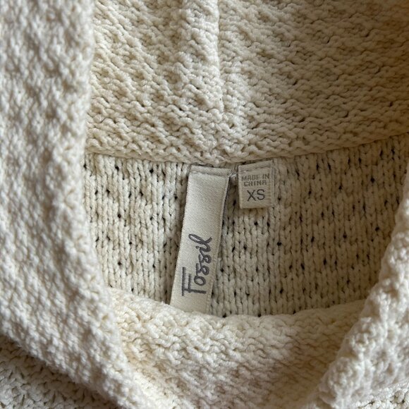 Fossil Cream Sweater Dress with Pockets – Size XS Cap Sleeve Knit Winter Dress - Picture 4 of 11